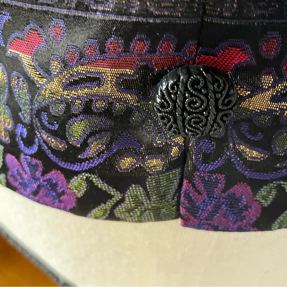 Elegant J.R. Nites Black and Purple Brocade Women's Top - Picture 7 of 13